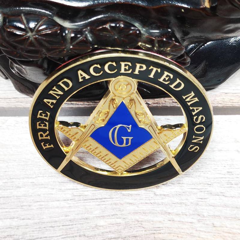 Master Mason Blue Lodge Car Emblem - 3'' FREE AND ACCEPTED MASONS Black Medallion