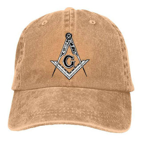 Master Mason Blue Lodge Baseball Cap - Square Compass G Symbol Adjustable Denim