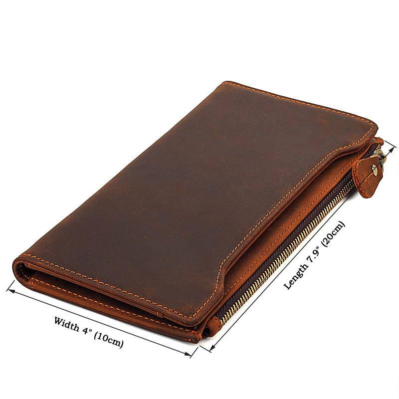 Royal Arch Chapter Wallet - Genuine Leather & Credit Card Holder Zipper Brown