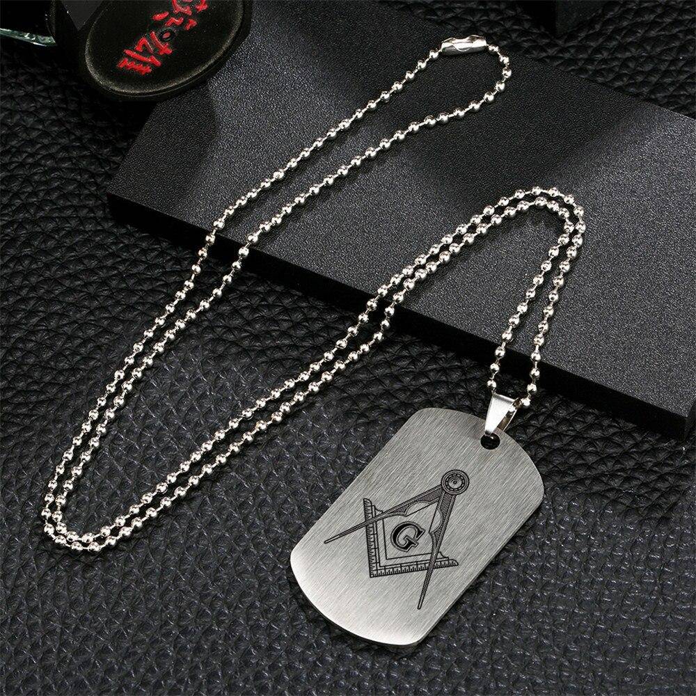 Master Mason Blue Lodge Necklace - Square & Compass G Stainless Steel