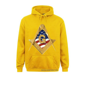 Master Mason Blue Lodge Hoodie - American USA Flag Square & Compass