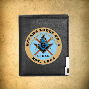 Master Mason Blue Lodge Wallet - Nevada Lodge No.4 Black & Brown