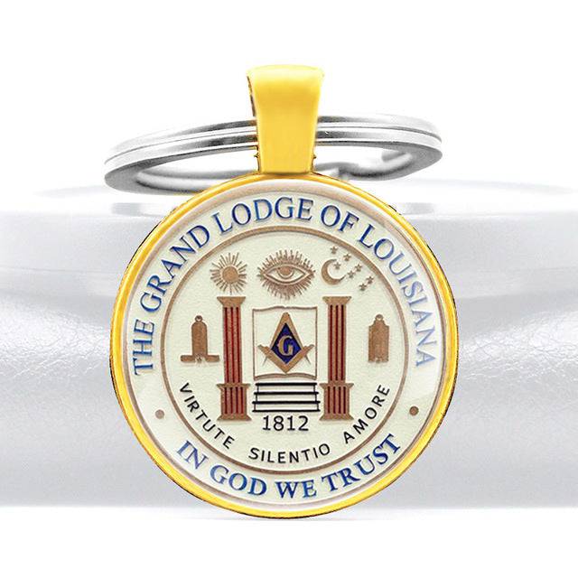 Master Mason Blue Lodge Keychain - In God We Trust The Grand Lodge Of Louisiana