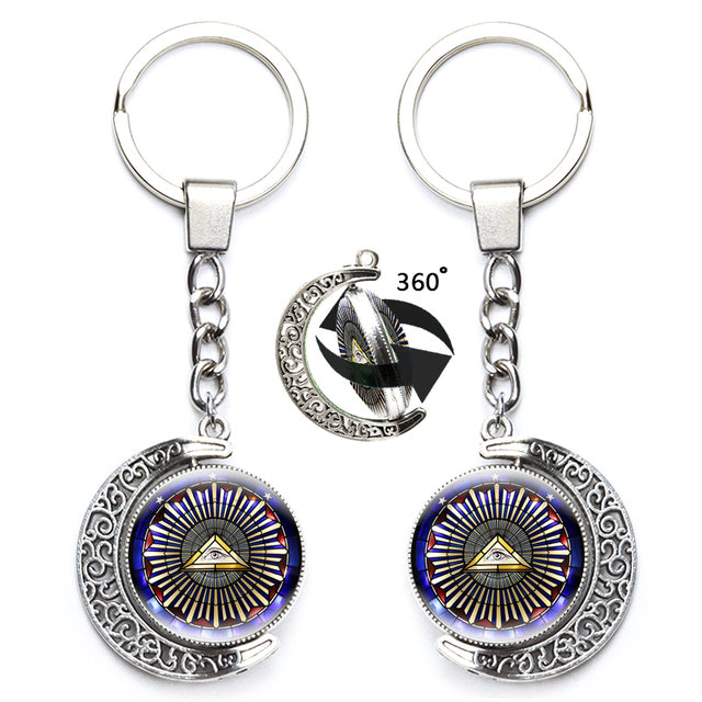 Master Mason Blue Lodge Keychain - 360° Square and Compass G All Seeing Eyes Various Designs - Bricks Masons