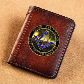 Master Mason Blue Lodge Wallet - GENUINE LEATHER Antique Proud To Be A Mason Battle Ground Lodge 313