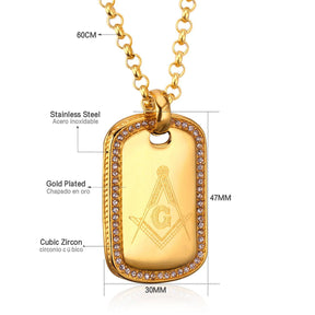 Master Mason Blue Lodge Necklace - Golden Zirconia Tag