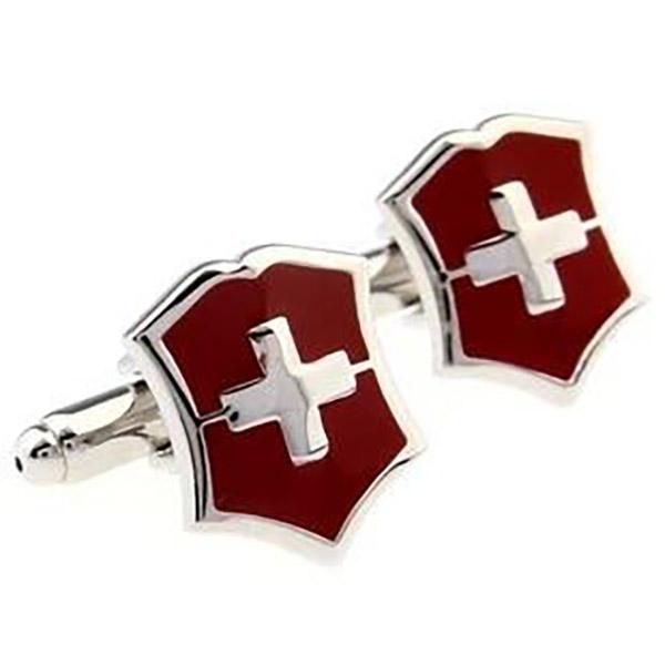 Knights Templar Commandery Cufflink - Shield Cross Red