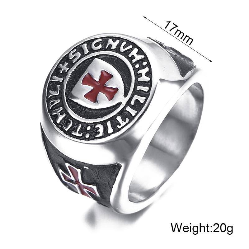 Knights Templar Commandery Ring - Templi Signum Militie Silver