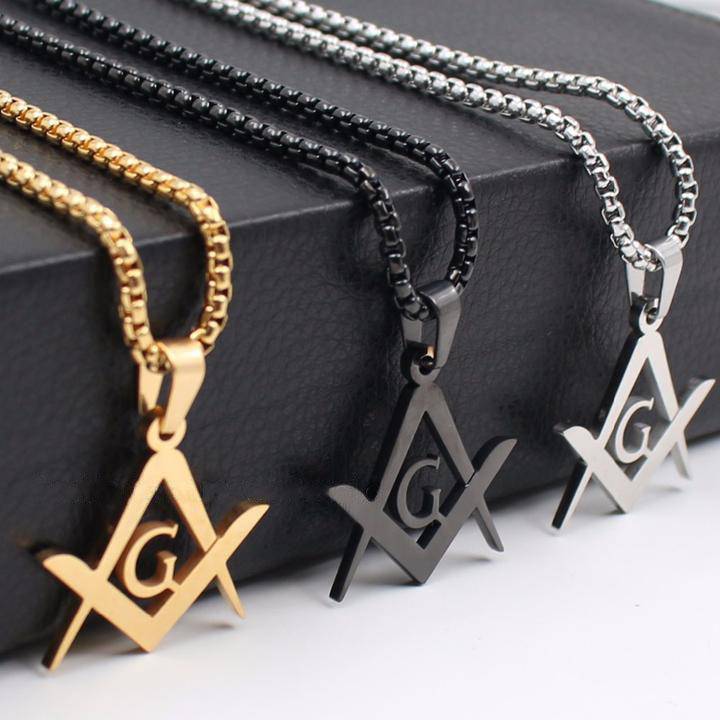 Master Mason Blue Lodge Necklace - Stainless Steel Gold, Silver, Black