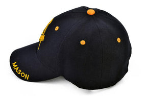 Master Mason Blue Lodge Baseball Cap - Black with Golden Embroidery