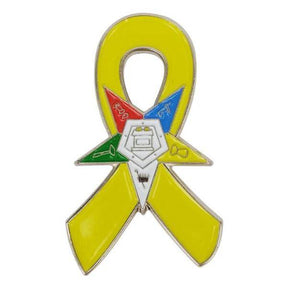 OES Lapel Pin - Support Our Troops Awareness Yellow Ribbon