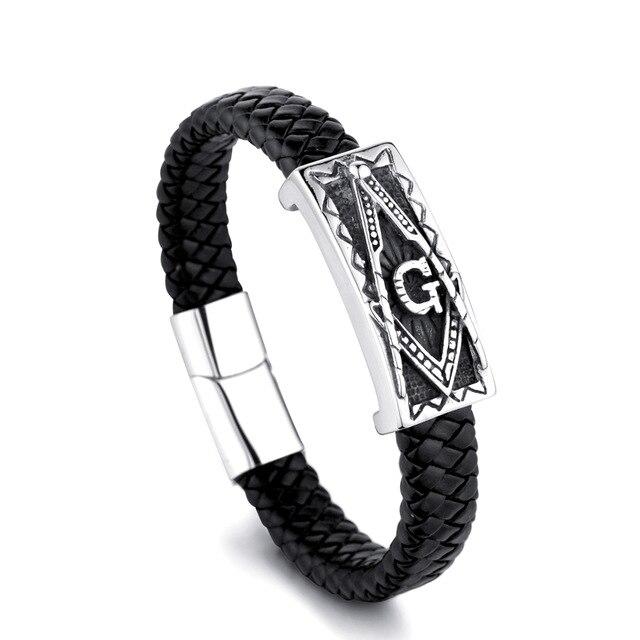 Master Mason Blue Lodge Bracelet - Braided Square & Compass Black