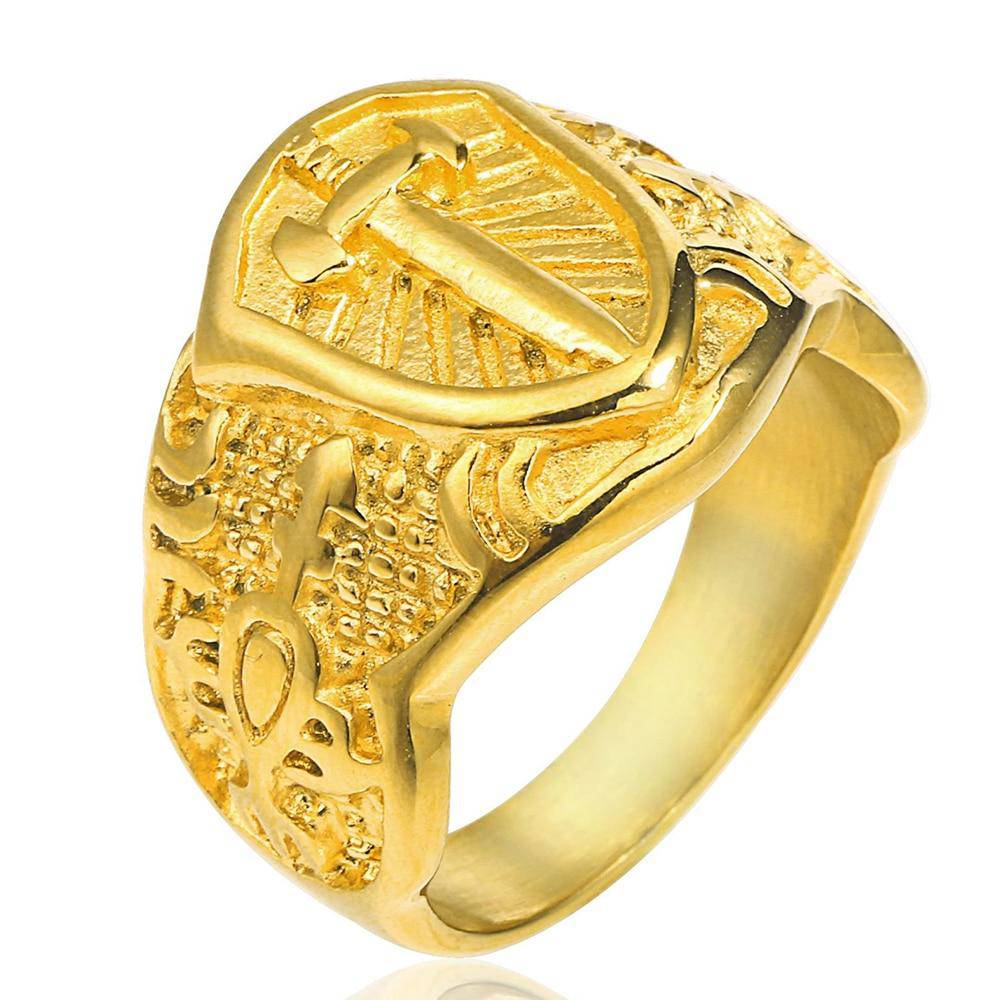 Knights Templar Commandery Ring - Sword Cross Shield Gold