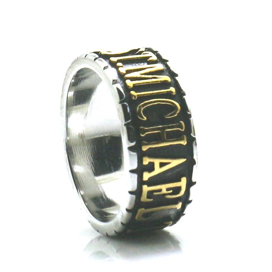 Knights Templar Commandery Ring - St. Michael The Archangel Pray For Us Golden & Silver