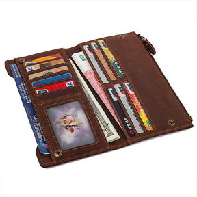 Royal Arch Chapter Wallet - Genuine Leather & Credit Card Holder Zipper Brown - Bricks Masons