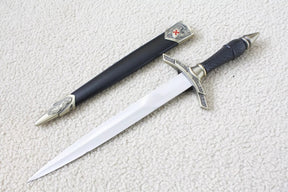 Knights Templar Sword - Brass Red Cross Crusader Shield With Black Scabbard (15.6") - Bricks Masons