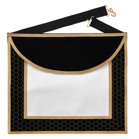 Scottish Rite Apron - Black Velvet With Gold Machine Embroidery - Bricks Masons