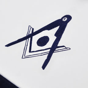 Senior Deacon Blue Lodge California Officer Apron - Navy Velvet With Silver Embroidery Thread - Bricks Masons