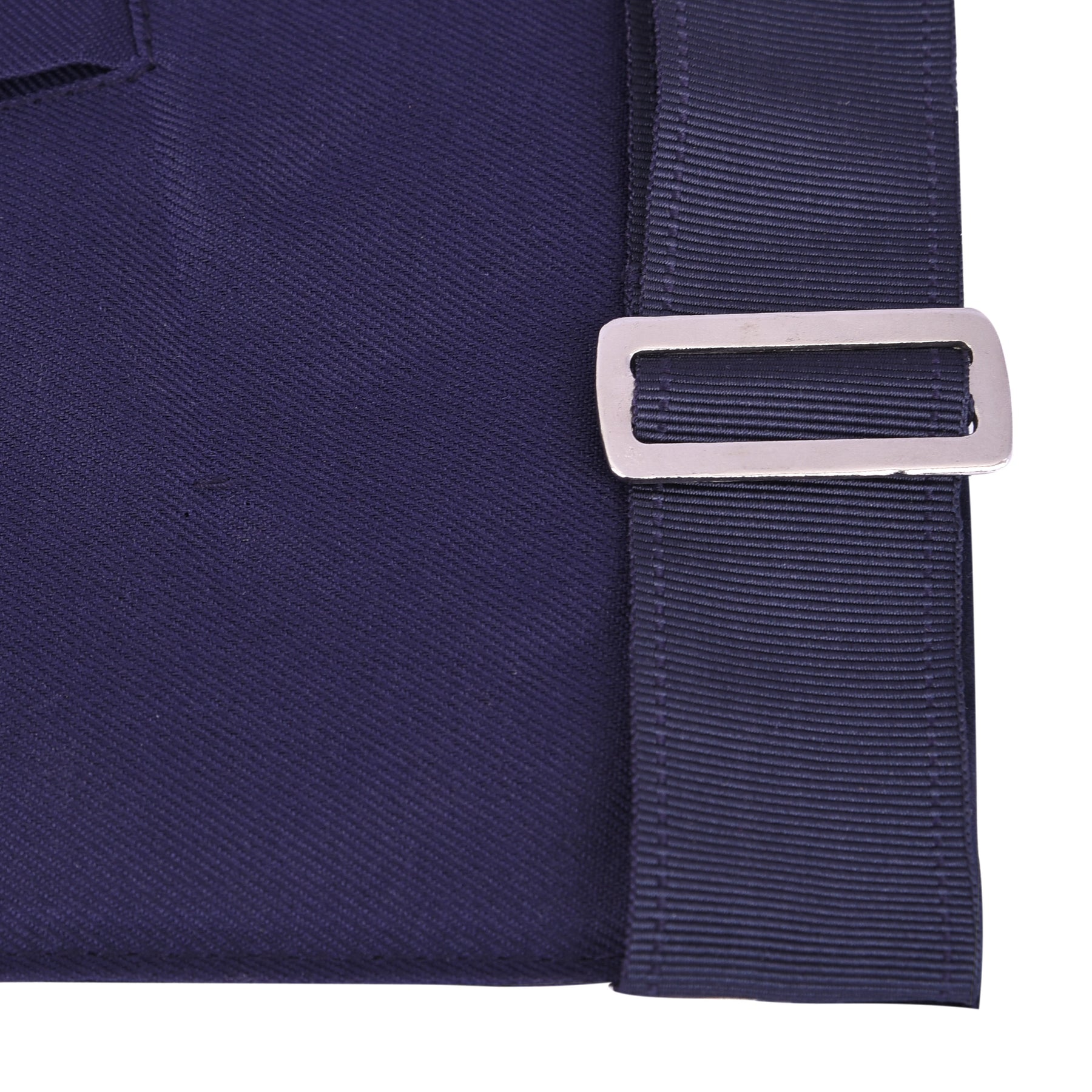 Senior Warden Blue Lodge Officer Apron - Kenton Lodge Navy Velvet With Silver Embroidery Thread - Bricks Masons