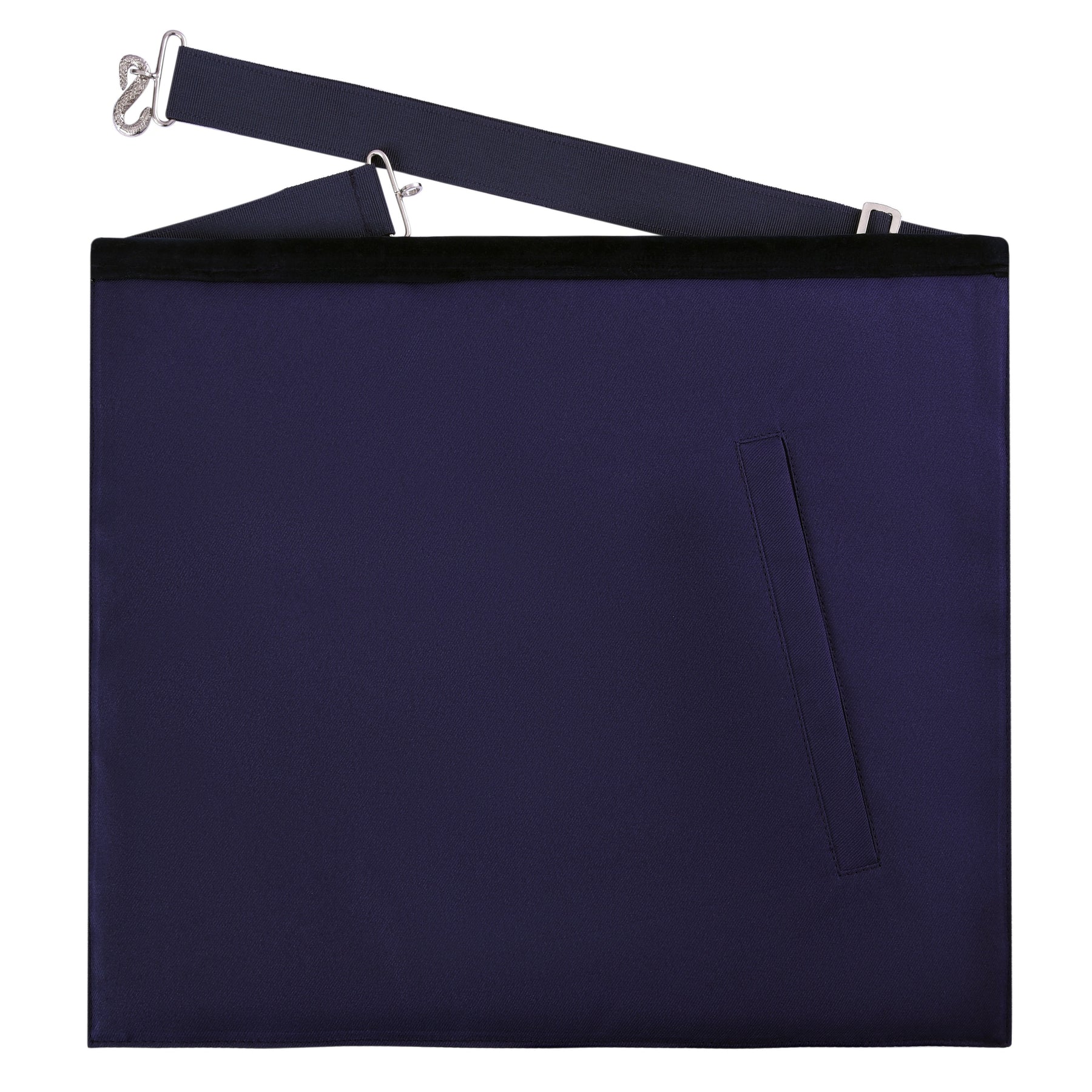 Senior Warden Blue Lodge Officer Apron - Kenton Lodge Navy Velvet With Silver Embroidery Thread - Bricks Masons