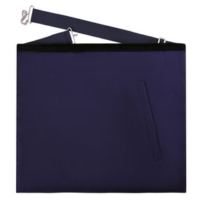 Senior Warden Blue Lodge Officer Apron - Kenton Lodge Navy Velvet With Silver Embroidery Thread - Bricks Masons