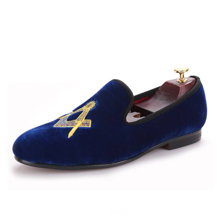 Master Mason Blue Lodge Shoe - Embroidery Square and Compass (Multiple Colors)