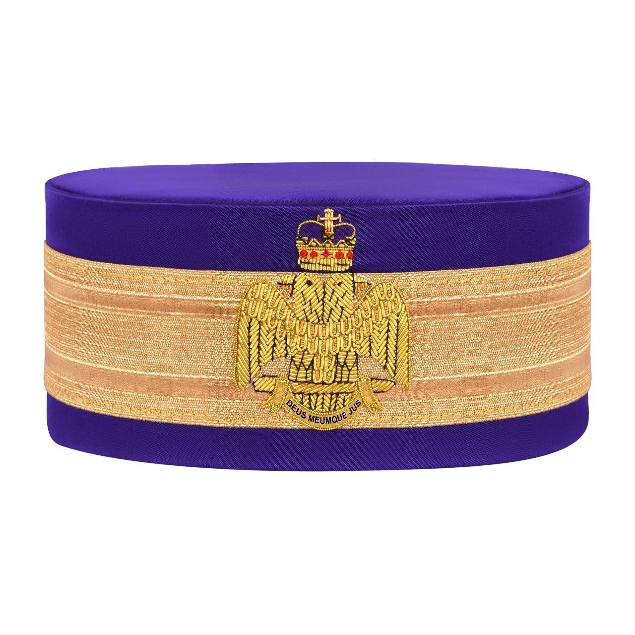 Scottish Rite Crown Cap - Wings Down Purple Silk With Gold Braid - Bricks Masons