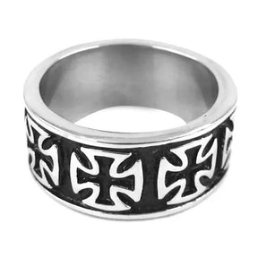 Knights Templar Commandery Ring - Stainless Steel Black & Silver - Bricks Masons