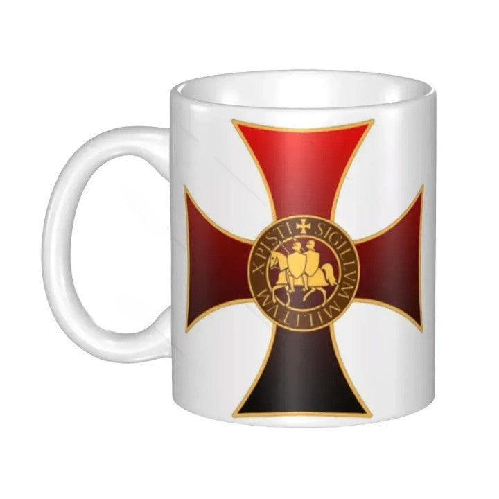 Knights Templar Commandery Mug - White & Red - Bricks Masons