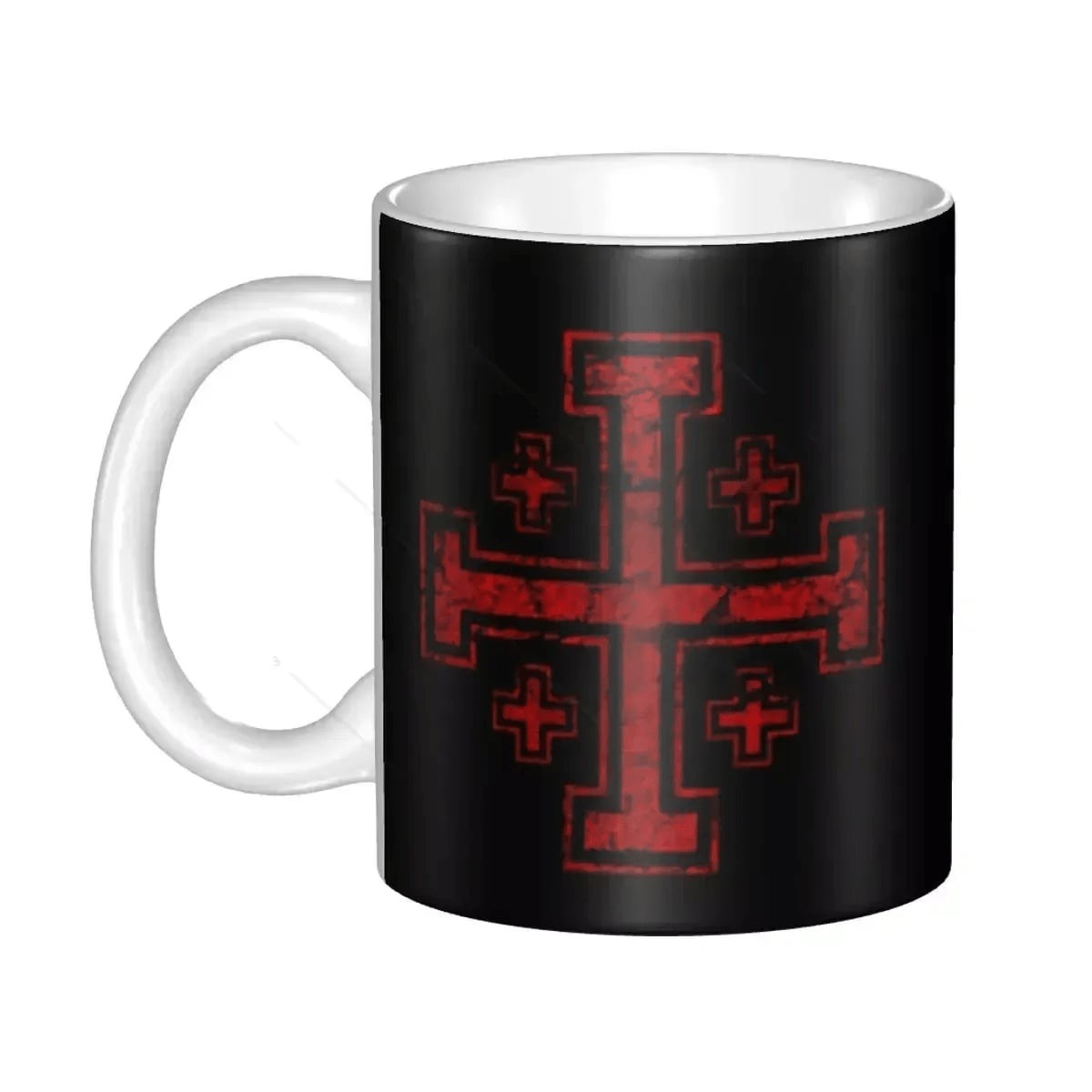 Knights Templar Commandery Mug - Red Jerusalem Cross - Bricks Masons