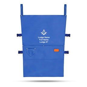 Master Mason Blue Lodge Work Apron - Blue Leather Square and Compass G - Bricks Masons