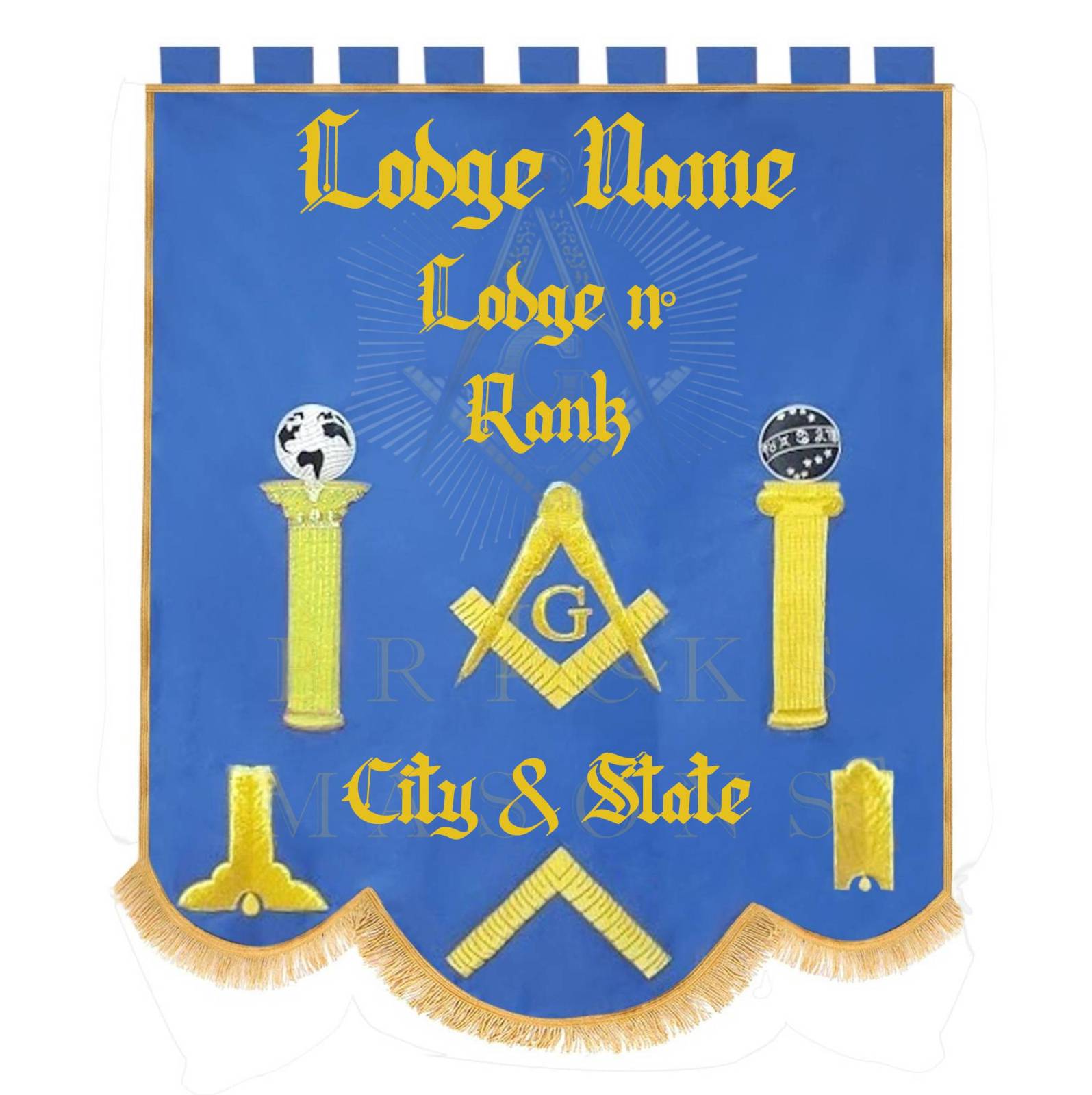 Master Mason Blue Lodge Banner - Blue Personalized Machine Embroidery