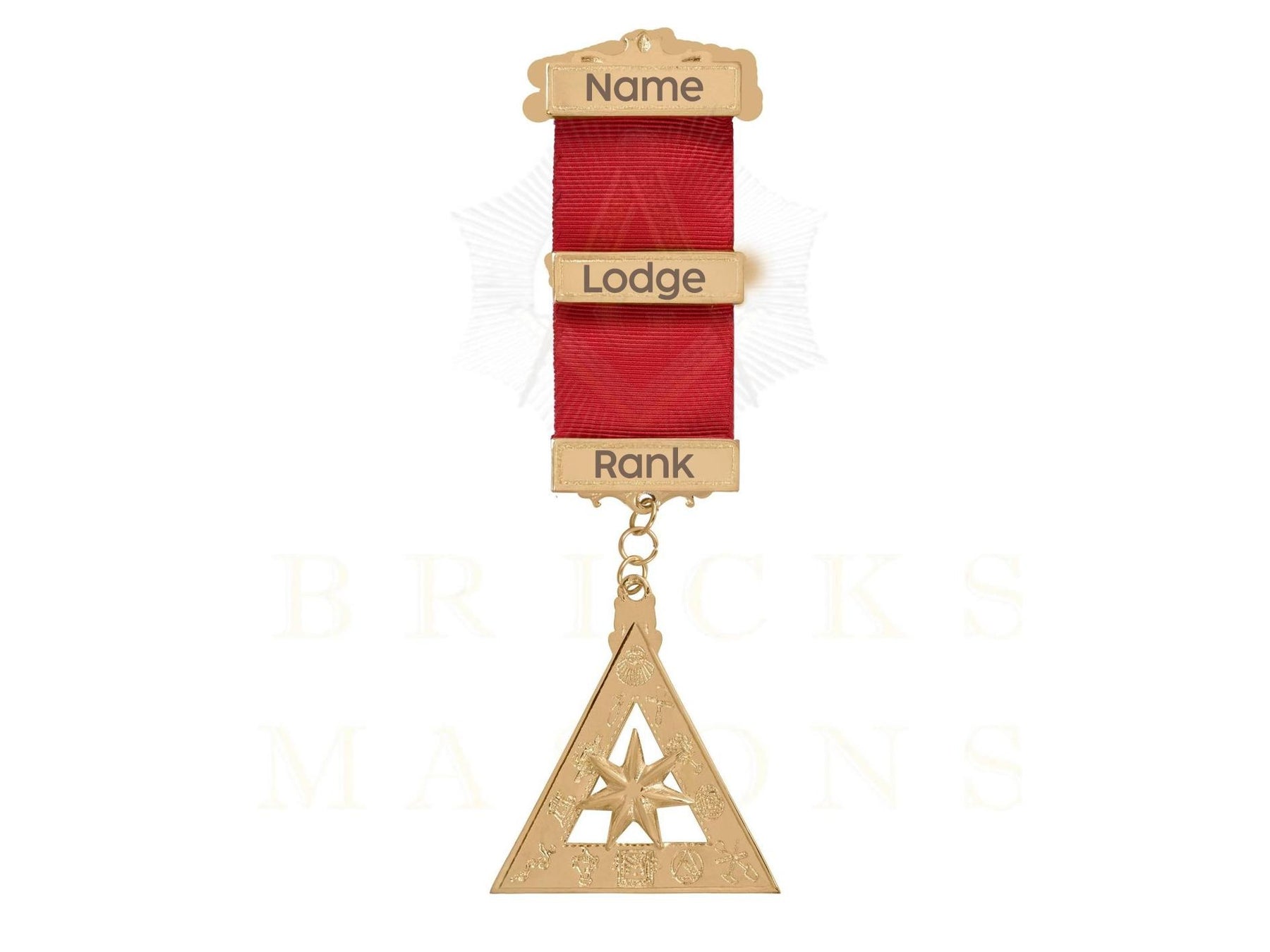 Past High Priest Royal Arch Chapter Breast Jewel - Gold Plated Star With Ribbon