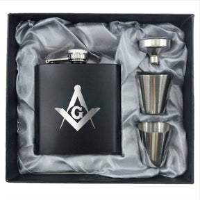 Master Mason Blue Lodge Flask - 2 Shot Glasses & Funnel