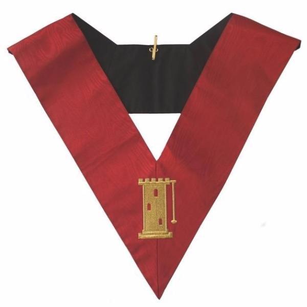 Tour Guard 18th Degree Scottish Rite Collar - Red Moire - Bricks Masons