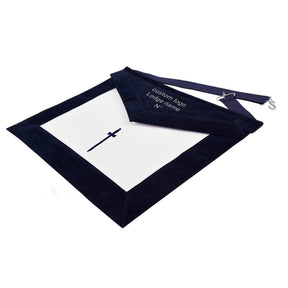 Tyler Blue Lodge Officer Apron - Navy Velvet With Silver Embroidery Thread - Bricks Masons