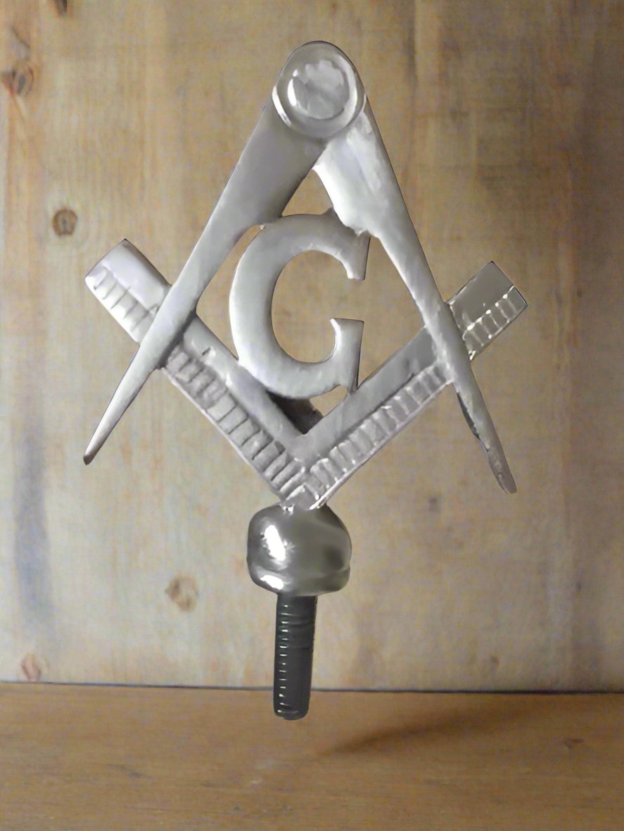 Master Mason Blue Lodge Hood Ornament - Square & Compass G Pewter Material