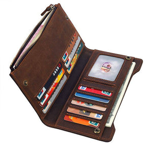 Widows Sons Wallet - Genuine Leather & Credit Card Holder Zipper Brown - Bricks Masons