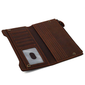Widows Sons Wallet - Genuine Leather & Credit Card Holder Zipper Brown - Bricks Masons