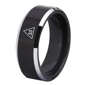 33rd Degree Scottish Rite Ring - Black Tungsten - Bricks Masons