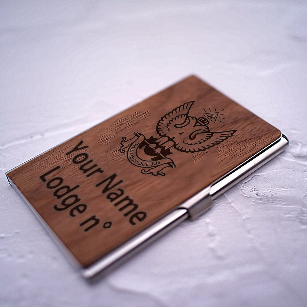 33rd Degree Scottish Rite Business Card Holder - Wings Up RFID Protection - Bricks Masons