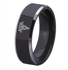 Past Master Blue Lodge California Regulation Ring - Black Tungsten Carbide - Bricks Masons