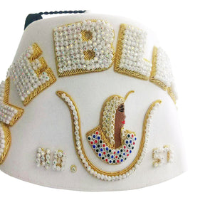 DOI PHA Fez Hat - Hand Embroidered with Gold Bullion Underlay - Bricks Masons