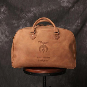 Shriners Travel Bag - (Dark Brown/Camel) - Bricks Masons