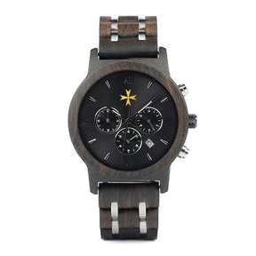 Order Of Malta Commandery Wristwatch - Various Wood Colors - Bricks Masons