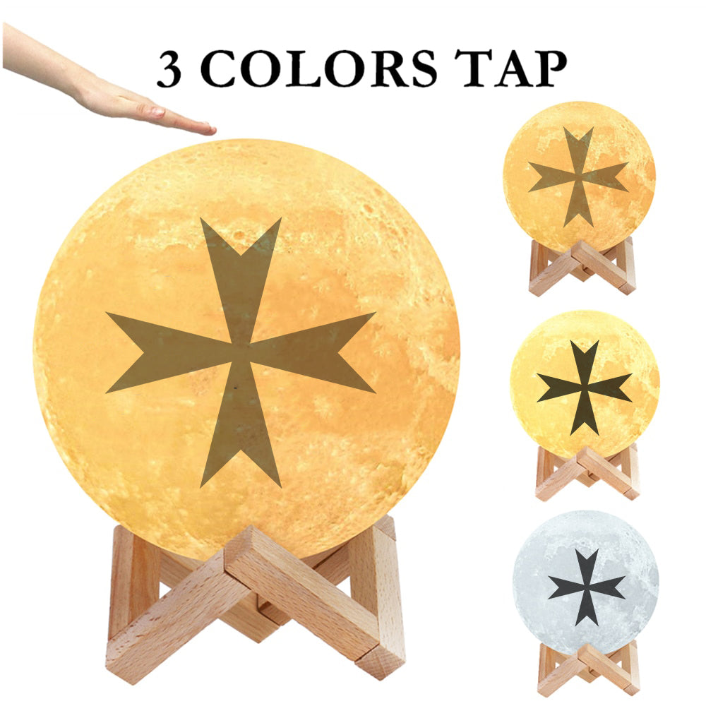 Order Of Malta Commandery Lamp - 3D Moon Various Colors - Bricks Masons