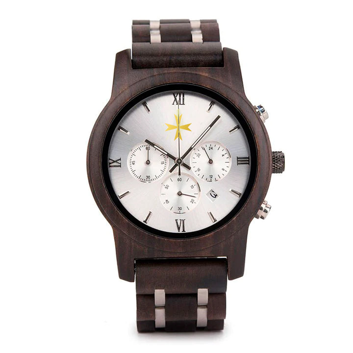 Order Of Malta Commandery Wristwatch - Various Wood Colors - Bricks Masons