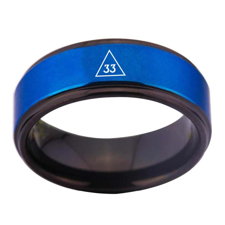 33rd Degree Scottish Rite Ring - Blue Tungsten - Bricks Masons