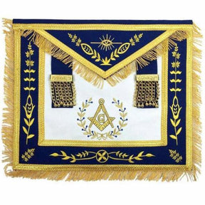 Master Mason Blue Lodge Apron - Royal Blue Machine Embroidery - Bricks Masons