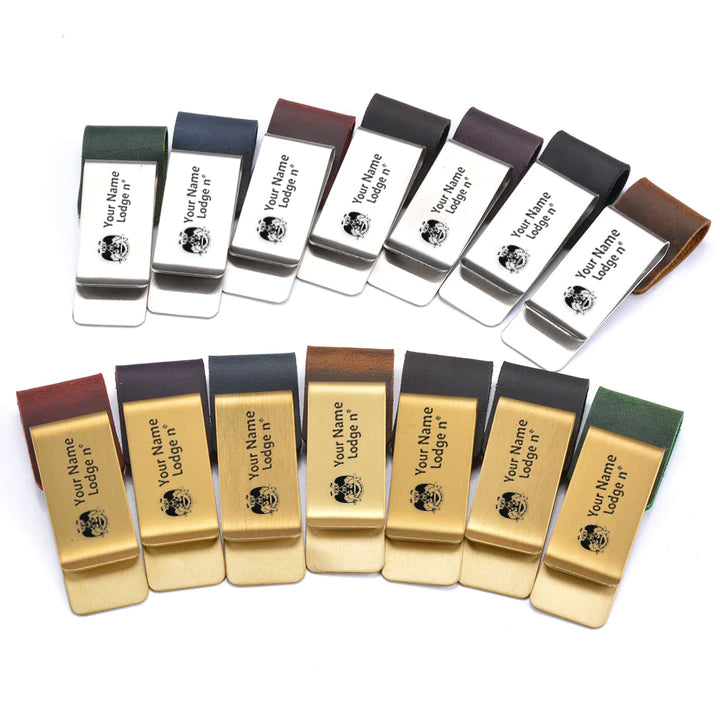 32nd Degree Scottish Rite Pen Holder - Wings Down Leather Brass - Bricks Masons